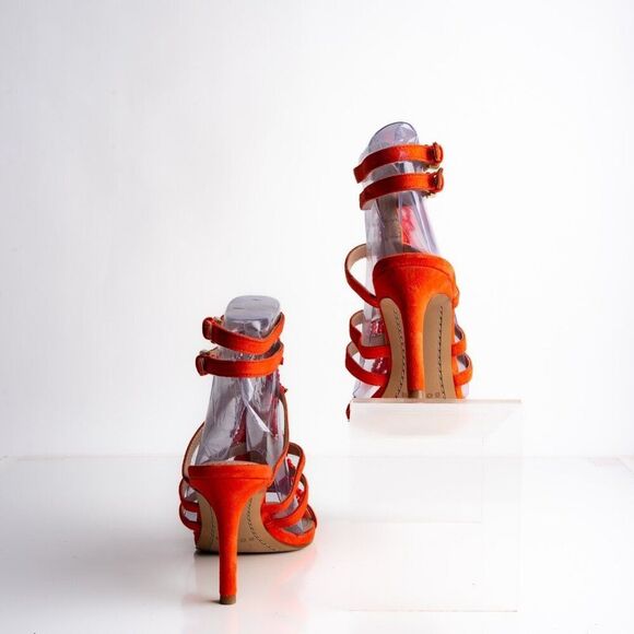 Boden Womens Suede Sandals Heels Orange Strappy Beaded Open Toe US 7 EU 38 - Picture 6 of 11
